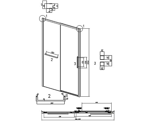 Душевая дверь Grossman Style 120 100.K33.05.120.21.02 профиль Черный матовый стекло шиншилла