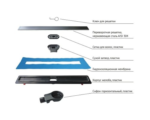 Душевой лоток Berges Optim Line 800 090508 с решеткой Хром глянцевый / под плитку