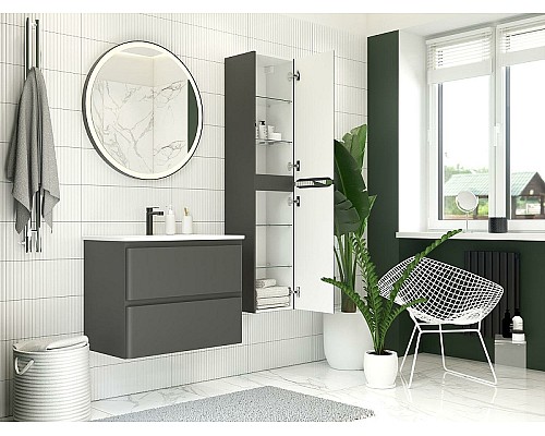 Тумба под раковину Aquanet Эмбер 105 330470 подвесная Черная матовая