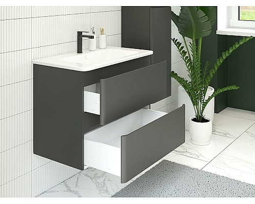 Тумба под раковину Aquanet Эмбер 105 330470 подвесная Черная матовая