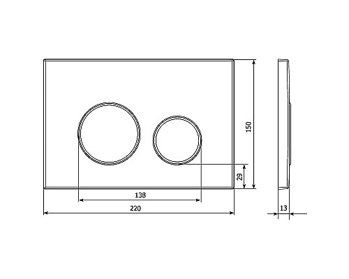 Клавиша смыва KK POL M11 350/PPC/143-00-07 Черная матовая Черная глянцевая