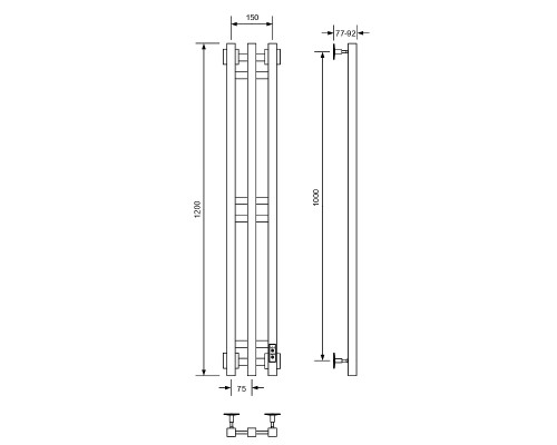 Электрический полотенцесушитель Comfysan Alto-K EC-3 120x15 Черный матовый