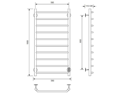 Электрический полотенцесушитель Comfysan Scola EC-10 100x50 Хром