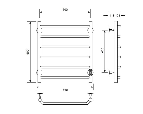 Электрический полотенцесушитель Comfysan Scola EC-6 60x50 Хром