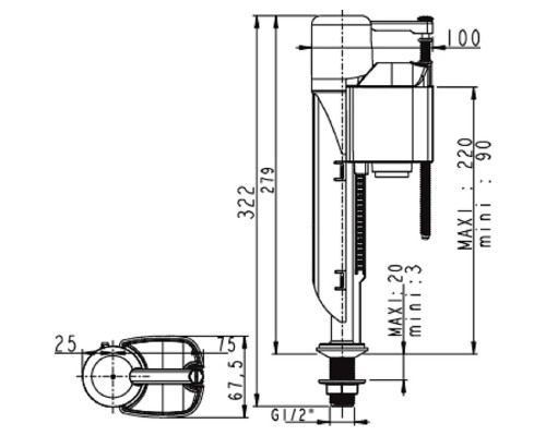 Наливная арматура Wirquin Jollyfill FB50P1 10975056 G 1/2