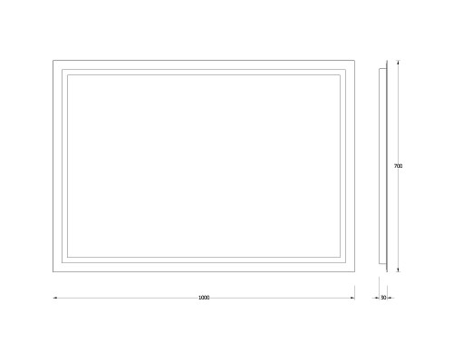 Зеркало Evoform Ledline 70x100 с подсветкой 29.5 W - без выключателя