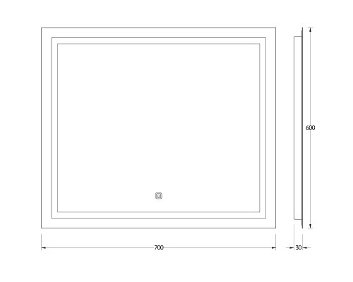 Зеркало Evoform Ledline 60x70 с подсветкой 22 W - сенсорный выключатель