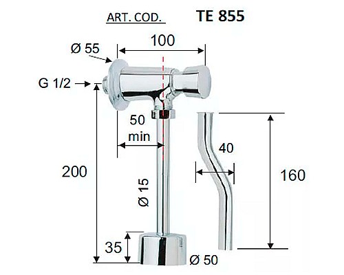 Смывное устройство для писсуара Remer Tempor TE855 Хром