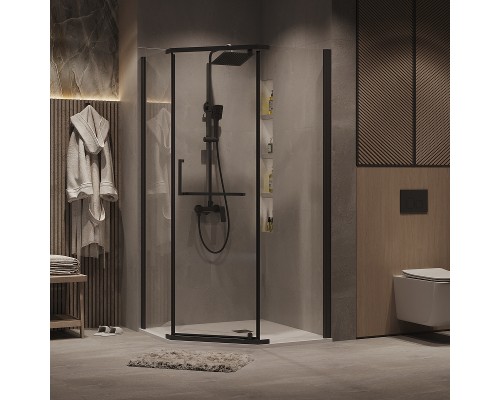 Душевой уголок Grossman Pragma 100х100 302.K33.03.1010.21.00 профиль Черный матовый стекло прозрачное
