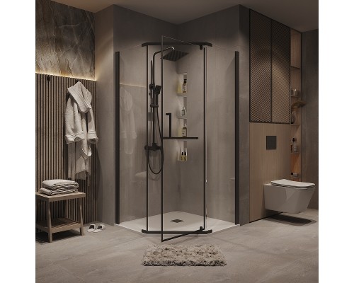 Душевой уголок Grossman Pragma 100х100 302.K33.03.1010.21.00 профиль Черный матовый стекло прозрачное