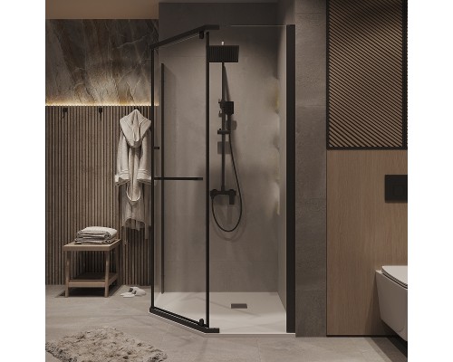Душевой уголок Grossman Pragma 100х100 302.K33.03.1010.21.00 профиль Черный матовый стекло прозрачное