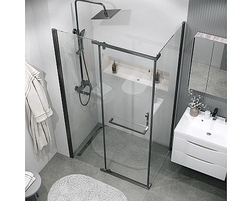 Душевая стенка Grossman Pragma 80 200.K33.03.80.42.00 профиль Графит сатин стекло прозрачное
