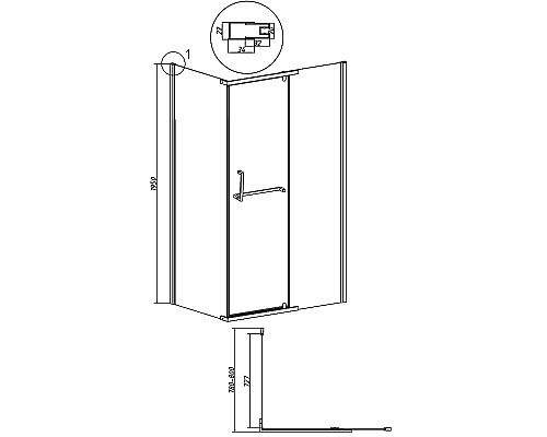 Душевая стенка Grossman Pragma 80 200.K33.03.80.42.00 профиль Графит сатин стекло прозрачное