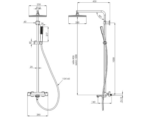 Душевая система Teska Galaxy DK3308 Черный матовый