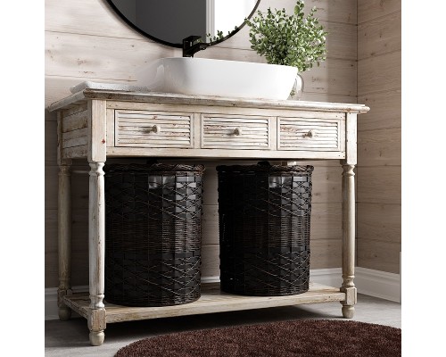 Корзина для белья WasserKRAFT Bever WB-240-M с крышкой Темно-коричневая