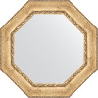 Зеркало Evoform Octagon 83х83 в багетной раме - Состаренное серебро с орнаментом 120 мм
