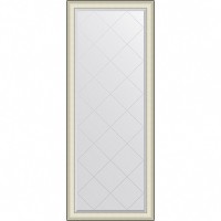 Зеркало Evoform Exclusive-G Floor 200х79 с гравировкой в багетной раме - Белая кожа с хромом 78 мм