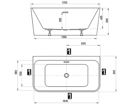 Акриловая ванна Ravak Freedom D 170x80 XC00D00041 без гидромассажа Акриловая ванна Ravak Freedom D 170x80 XC00D00041 без гидромассажа
