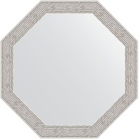 Зеркало Evoform Octagon 48х48 в багетной раме - Волна алюминий 46 мм