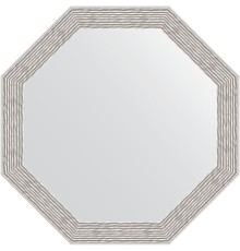 Зеркало Evoform Octagon 48х48 в багетной раме - Волна алюминий 46 мм