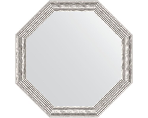 Зеркало Evoform Octagon 48х48 в багетной раме - Волна алюминий 46 мм