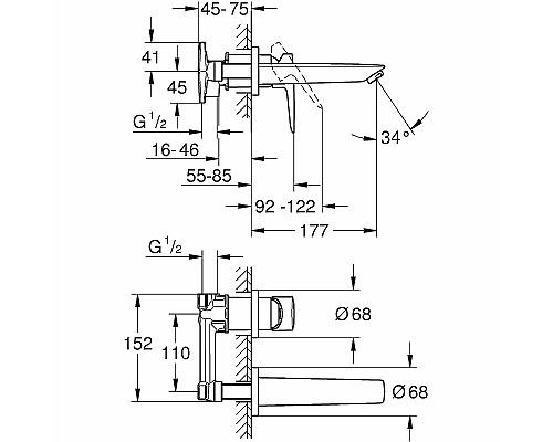 Смеситель для раковины Grohe BauEdge New 20474001 Хром