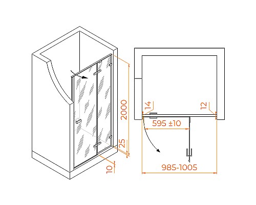 Душевая дверь RGW Stilvoll SV-004 100 353200410-21 профиль Хром стекло матовое