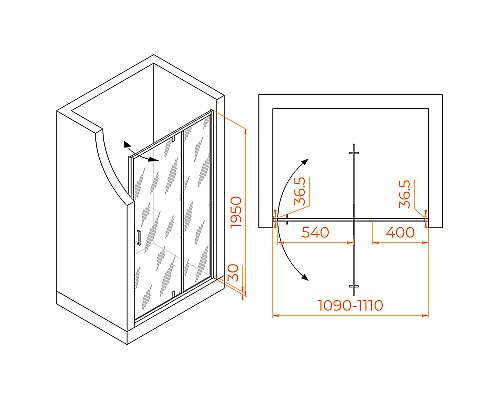 Душевая дверь RGW Leipzig LE-103 110 711210311-11 профиль Хром стекло прозрачное