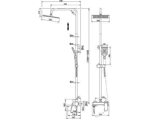 Душевая система Grossman Cosmo 500.K35.02.210 Черная матовая