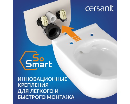 Комплект унитаза Cersanit City Smart CO DPL EO Slim с сиденьем Микролифт и инсталляцией Link Pro с клавишей смыва Хром глянцевый