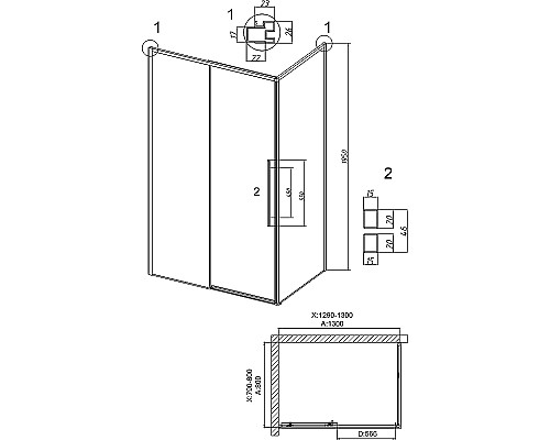 Душевой уголок Grossman Galaxy 130х80 120.K33.01.1380.42.00 профиль Графит сатин стекло прозрачное