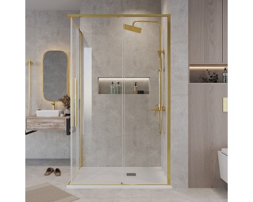 Душевой уголок Grossman Galaxy 110х80 300.K33.01.1180.32.00 профиль Золото сатин стекло прозрачное