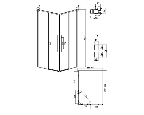Душевой уголок Grossman Galaxy 110х80 300.K33.01.1180.32.00 профиль Золото сатин стекло прозрачное