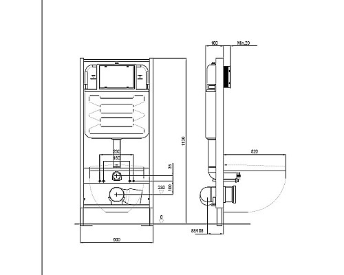 Комплект унитаза с инсталляцией Aquatek Set Aquatek Поларис-026 4в1 с сиденьем Микролифт и Черной матовой клавишей смыва