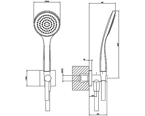Душевой гарнитур Gessi Emporio Shower 47323#299 Черный матовый Душевой гарнитур Gessi Emporio Shower 47323#299 Черный матовый