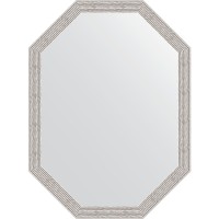Зеркало Evoform Octagon 58x78 в багетной раме - Волна алюминий 46 мм