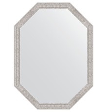 Зеркало Evoform Octagon 58x78 в багетной раме - Волна алюминий 46 мм