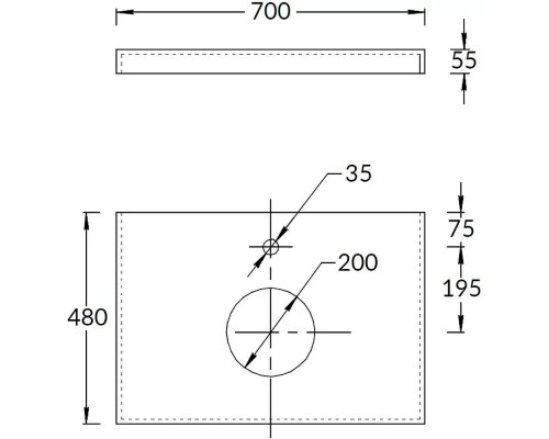 Столешница под раковину Kerama Marazzi Canaletto Роверелла 70 CN70.DL501320R Серая темная матовая
