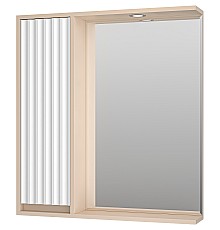 Зеркало со шкафом Brevita Balaton 75 L BAL-04075-03-01Л с подсветкой Белое матовое Бежевое матовое