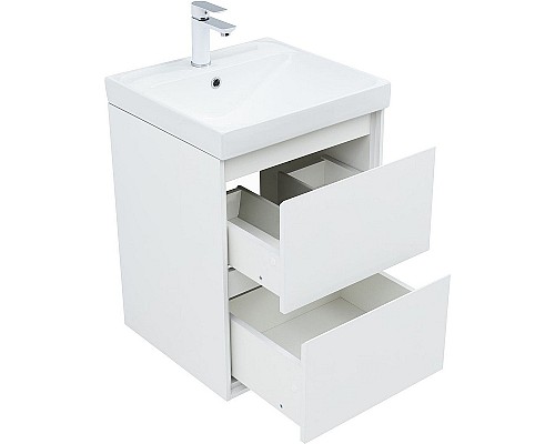 Тумба под раковину Aquanet Милан 50 336366 подвесная Белый глянец
