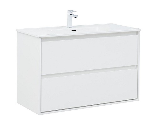 Тумба под раковину Aquanet Милан 100 336370 подвесная Белый глянец