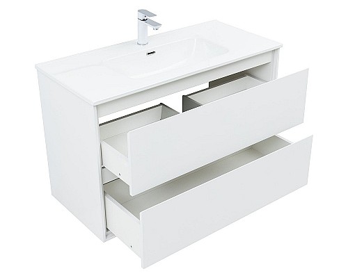 Тумба под раковину Aquanet Милан 100 336370 подвесная Белый глянец