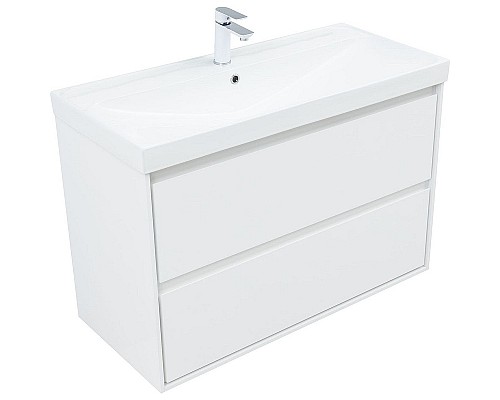 Тумба под раковину Aquanet Милан 100 336370 подвесная Белый глянец