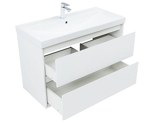 Тумба под раковину Aquanet Милан 100 336370 подвесная Белый глянец