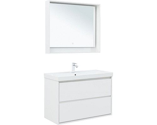 Тумба под раковину Aquanet Милан 100 336370 подвесная Белый глянец