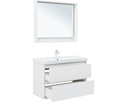 Тумба под раковину Aquanet Милан 100 336370 подвесная Белый глянец