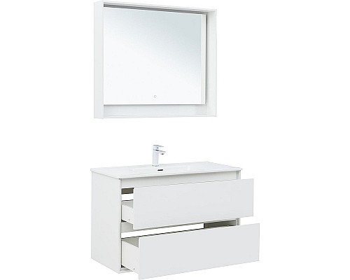 Тумба под раковину Aquanet Милан 100 336370 подвесная Белый глянец