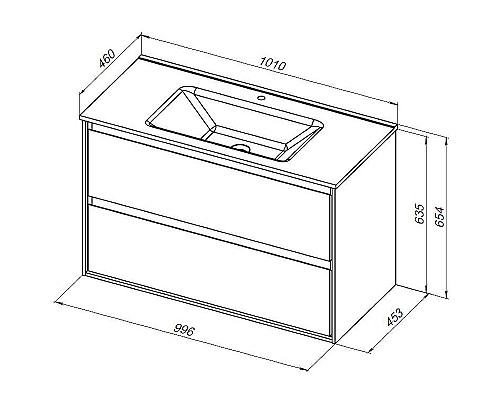 Тумба под раковину Aquanet Милан 100 336370 подвесная Белый глянец