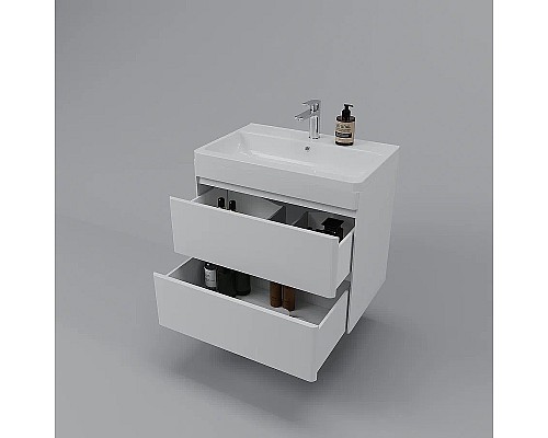 Тумба под раковину Style Line Атлантика 70 Люкс Plus СС-00002339 подвесная Белая матовая антискрейтч