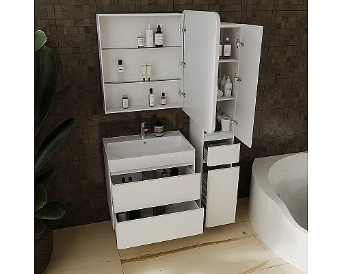 Тумба под раковину Style Line Атлантика 70 Люкс Plus СС-00002339 подвесная Белая матовая антискрейтч